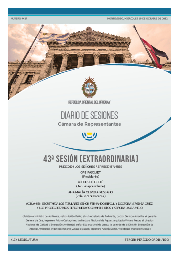 DIARIO DE SESIONES DE LA CAMARA DE REPRESENTANTES del 19/10/2022